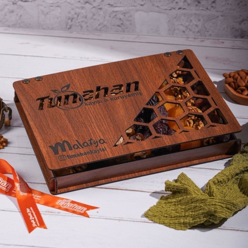 İsme Özel Hediyelik Ahşap Kayısı Kutu 1050 Gr.  23